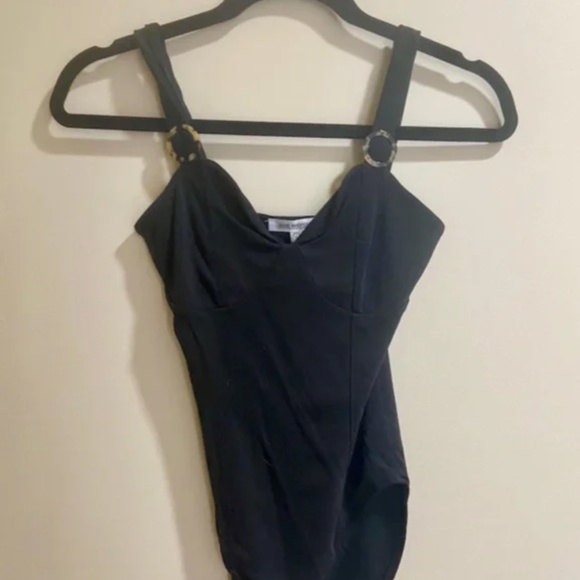 Good American Black Tortoise Ring Corset Bodysuit Size Small - Picture 3 of 5